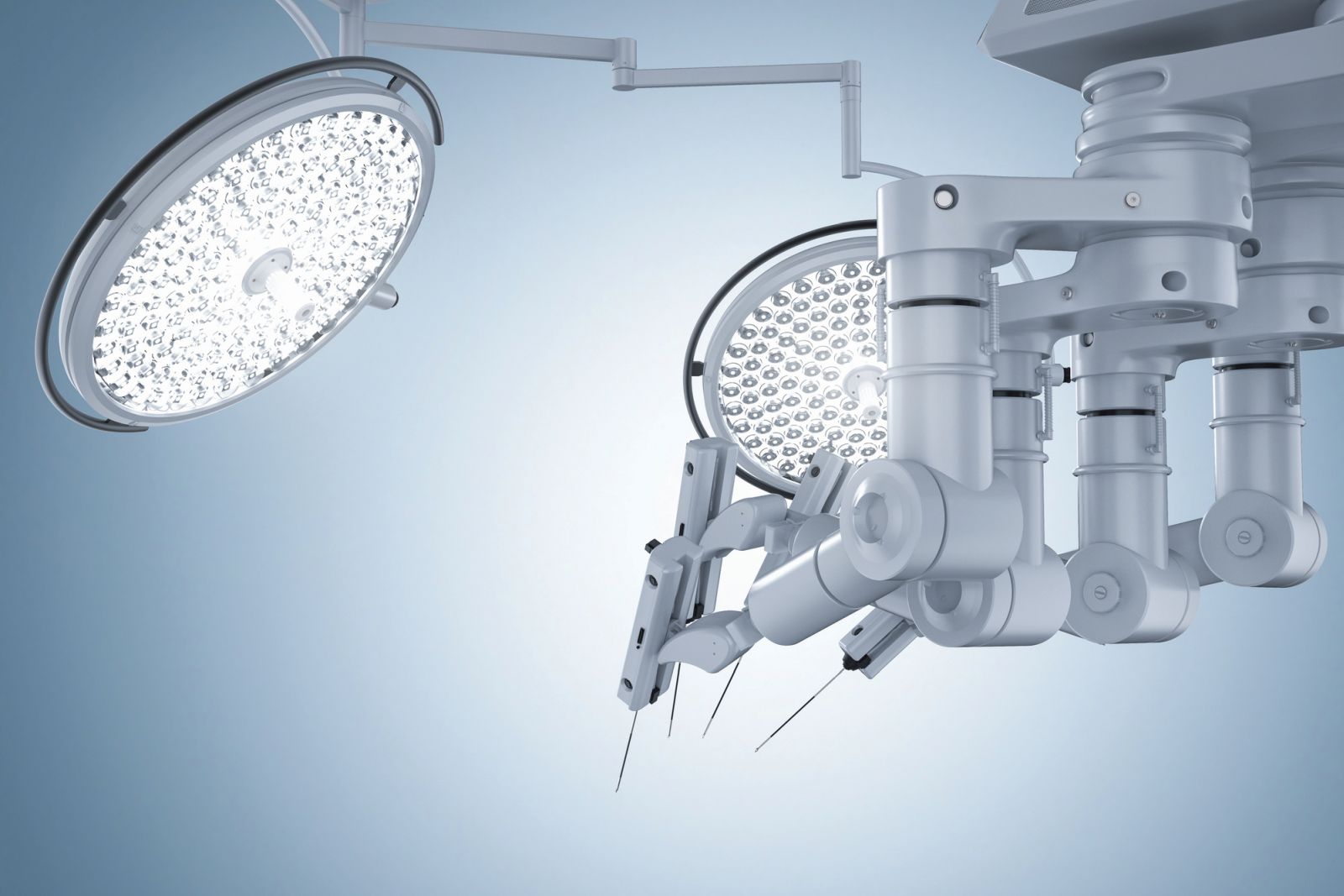 robot surgery machine with surgery lights