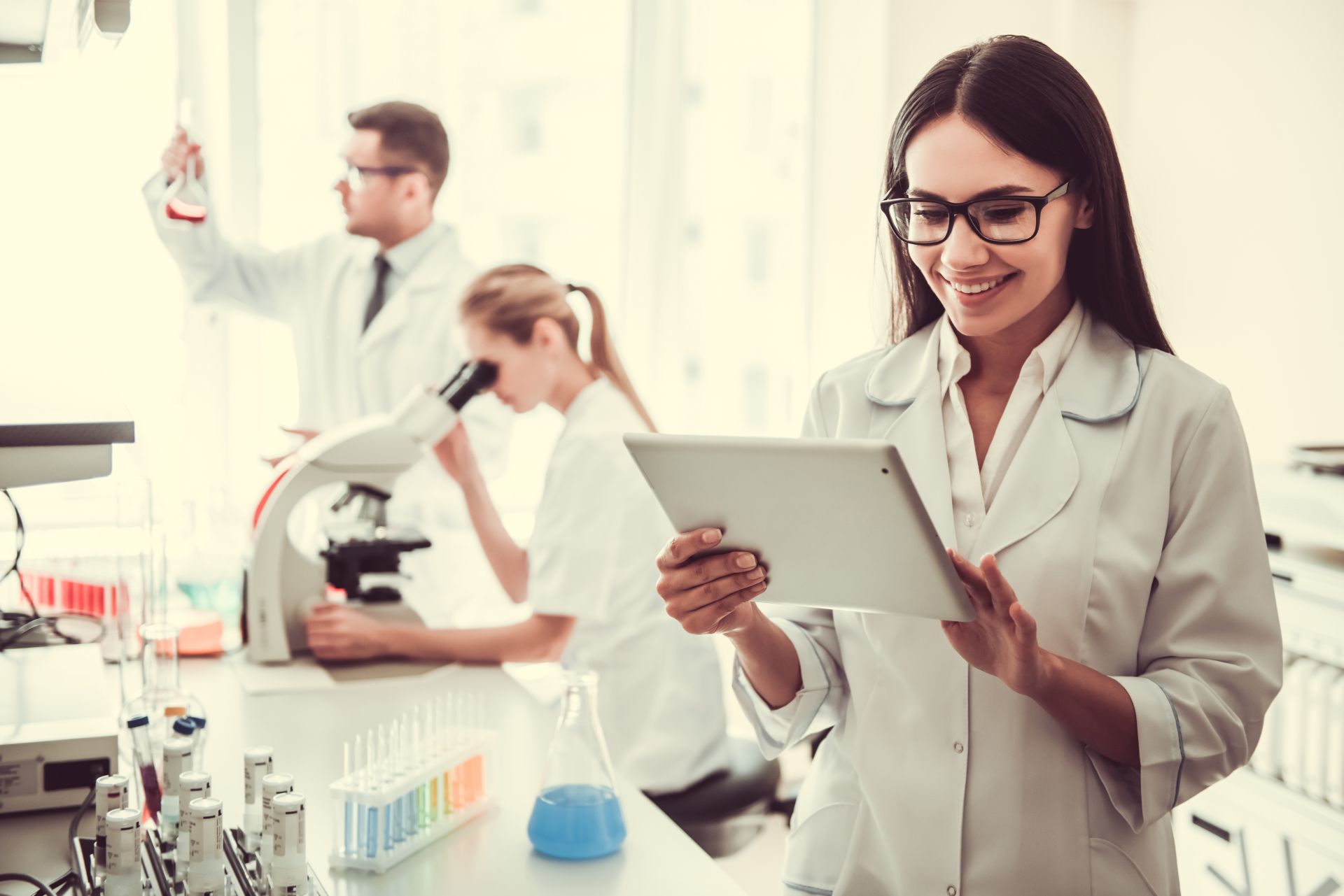 At the laboratory
